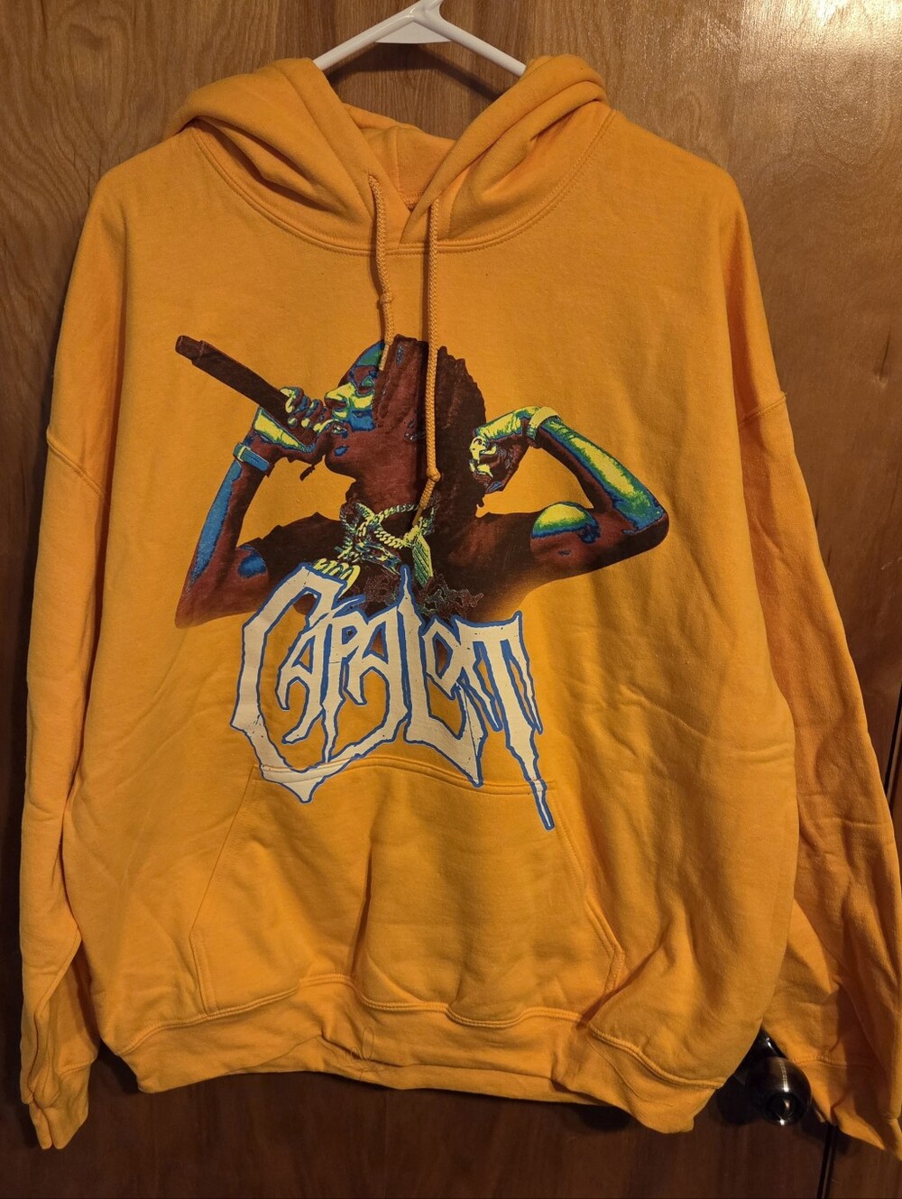 POLO G Mens Capalot Vintage Show Yellow Graphic Hoodie Size XL NWOT